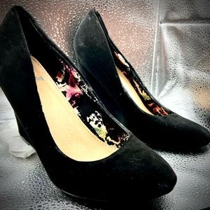 Black Suede Wedge Heels